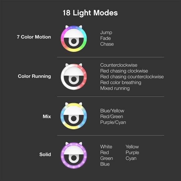 Cat Clip-On Halo Light - Mini Ring Light with Full RGB - Picture 3 of 8